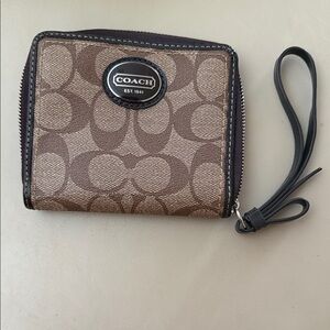 Coach Brown and Black Wristlet Clutch